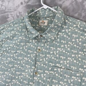 Marine Layer Shirt men's XXL Button Up Stretch Selvage Green Palm Tree Print 2XL